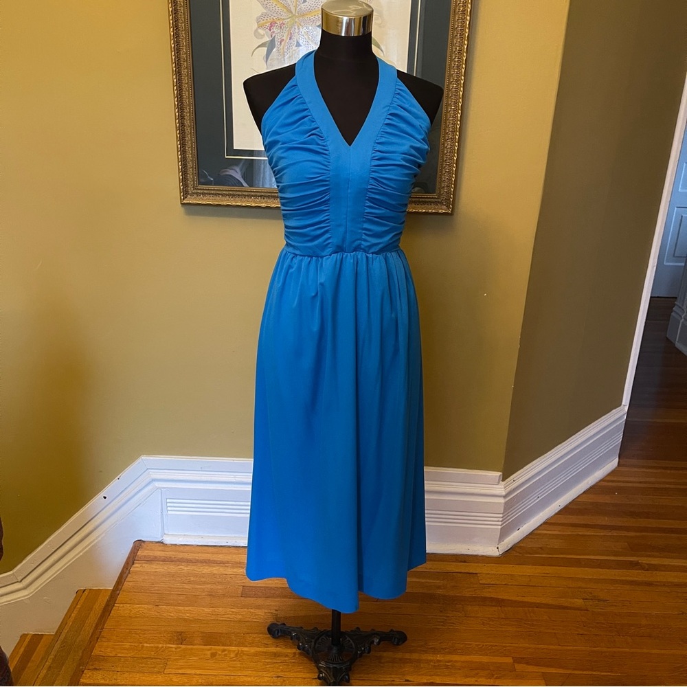 70’s Vintage Blue Halter Dress